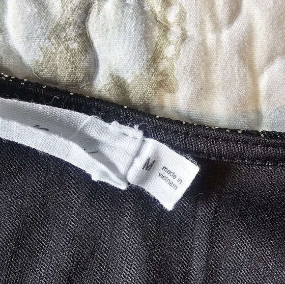 All in Favor Metallic Black Gold Striped Midi Dress Size M - Picture 7 of 11